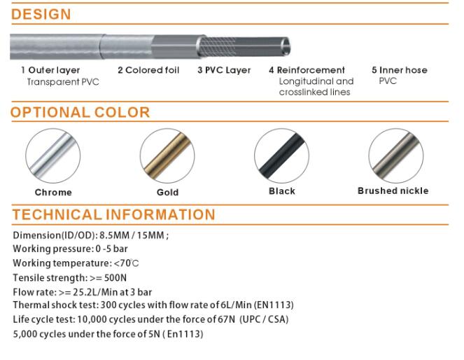 sliver gri douch kawotchou sliver grey shower hose